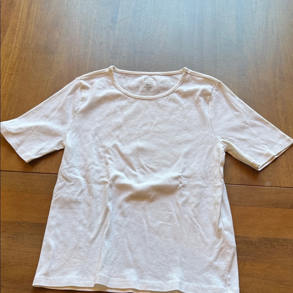 J. Crew Women’s White Perfect Fit Tshirt size L - Picture 3 of 4